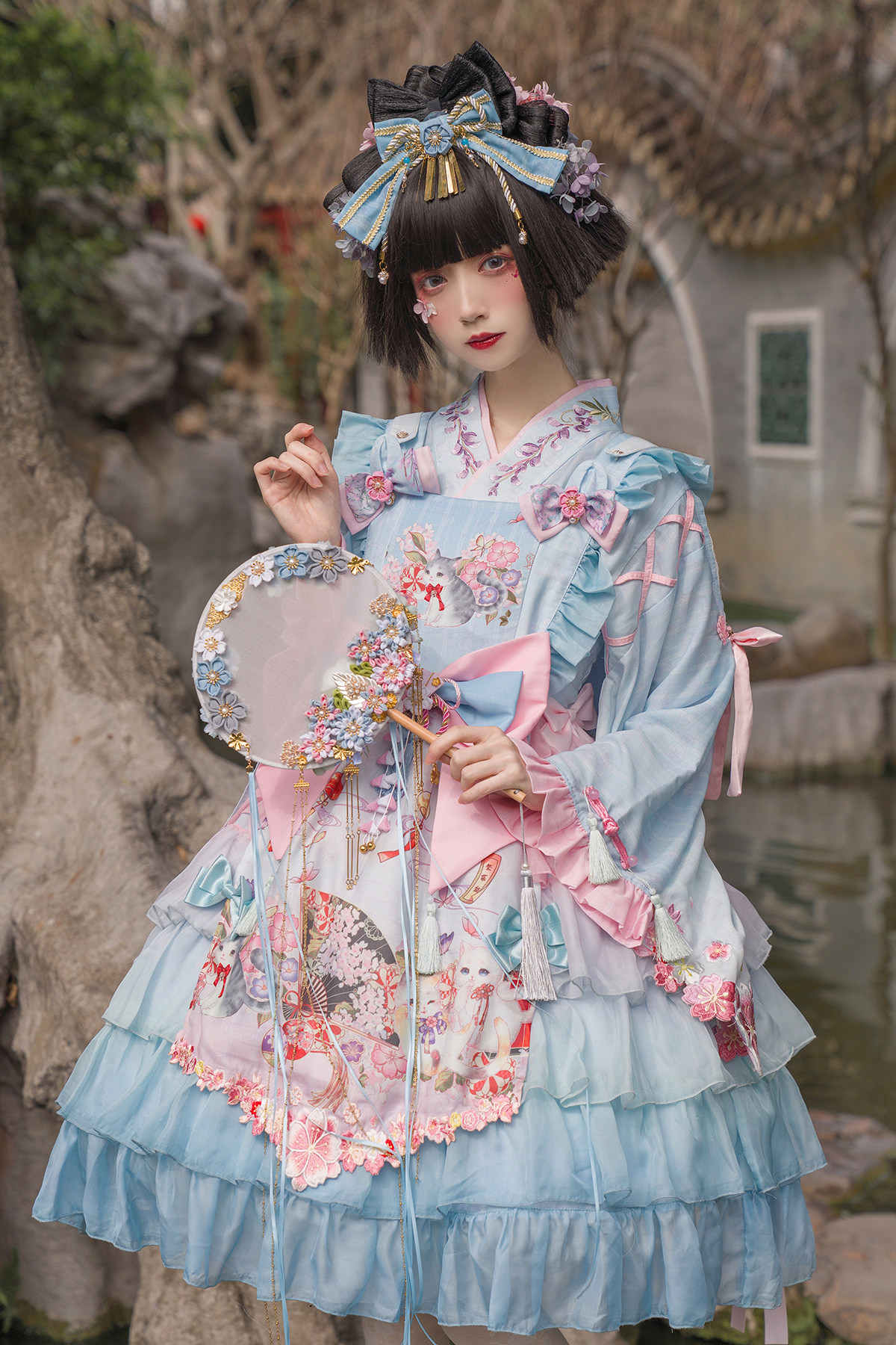 现货春空幻梦时之lolita原创樱花刺绣和风lolita洛丽塔