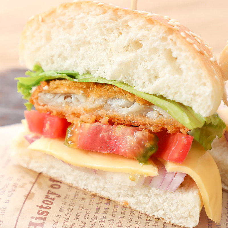 亚洲鱼港鱼排原味鳕鱼排深海鳕鱼肉汉堡鱼排 鱼堡 70克* 24枚