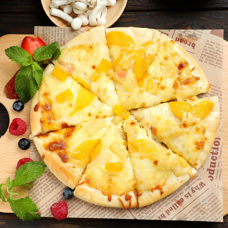水果披萨椰果菠萝黄桃芝士9寸披萨必胜客速冻披萨半成品350g