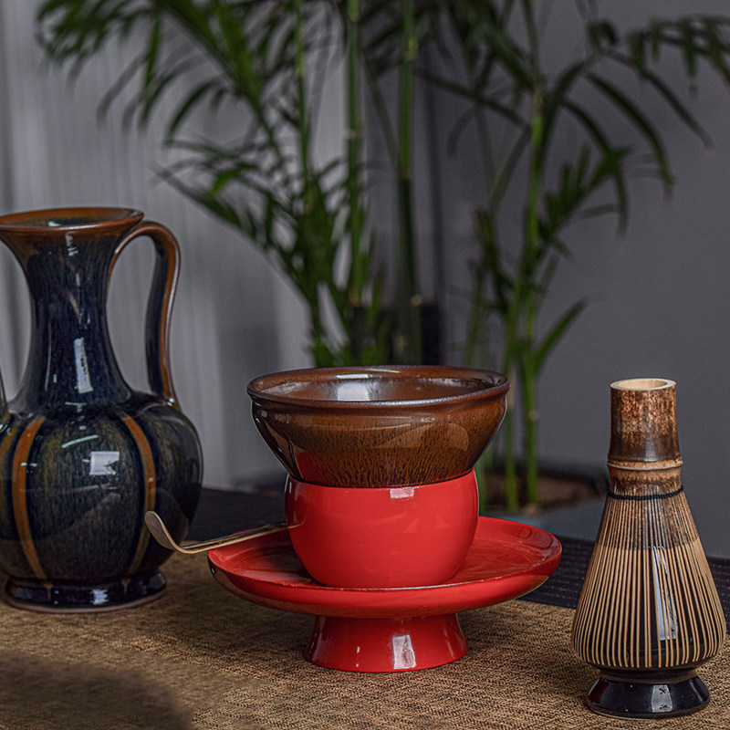 建盏宋式点乌金釉兔毫束口12.5口径点茶盏宋代点茶建盏