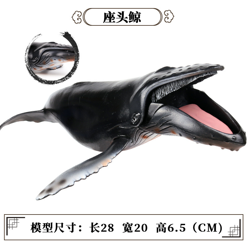 模型座头鲸仿真海洋动物张嘴嘴巴可动鲸鱼玩具仿真