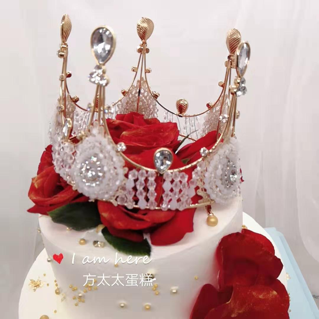 上海冰淇淋抖音玫瑰花皇冠双层生日蛋糕女神新鲜蛋糕