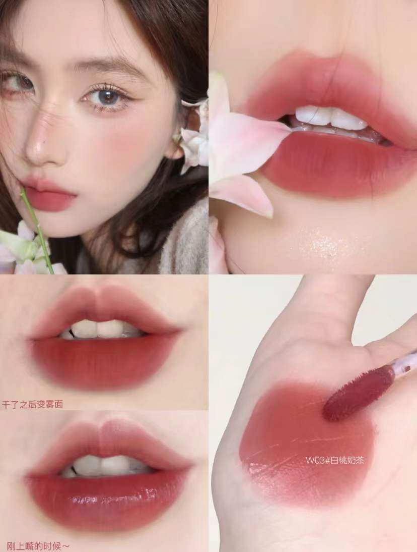 现货ukiss水雾唇釉水唇露镜面持久不沾杯不掉色奶茶水光w03口红 - 爱