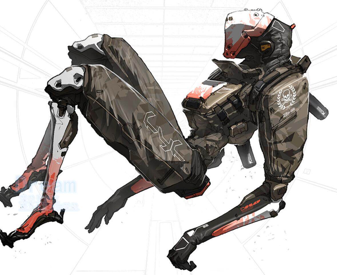 800张单兵机甲外骨骼科幻机械装甲插画设计素材