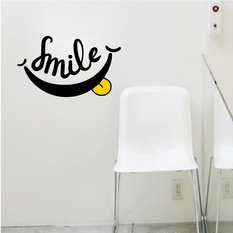 调皮笑脸玻璃门贴纸韩式北欧欧风创意smile橱窗墙贴