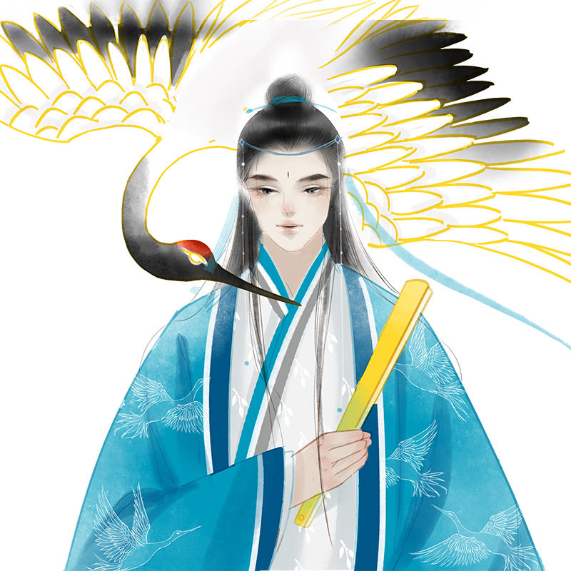 yooy特油胶带白鹤少年古风人物仙鹤红衣男子和纸胶带