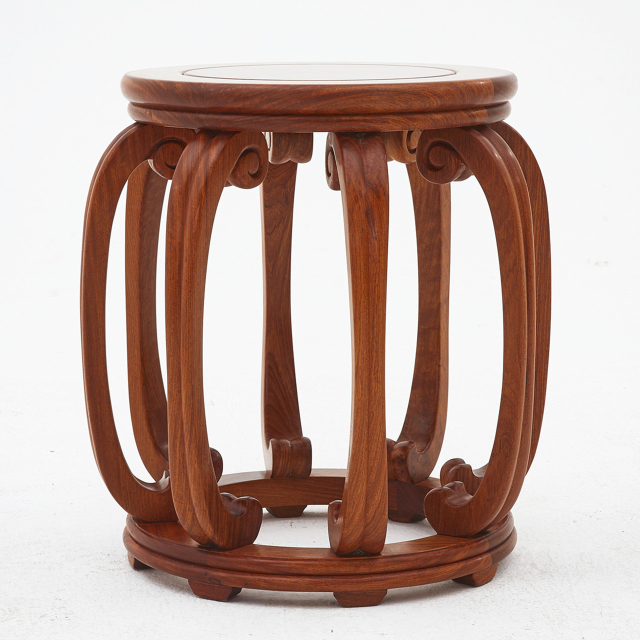 缅甸花梨大果紫檀明式八足鼓凳中式实木红木家具鼓墩