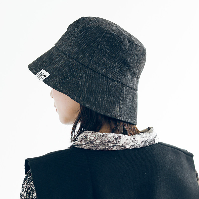 印计谷羽渔夫帽女秋冬韩版百搭牛仔小沿盆帽日文艺帽子