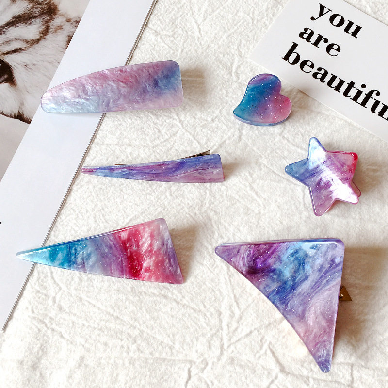 朵薇新款星空头饰亚克力板材发饰简约鸭嘴少女发饰