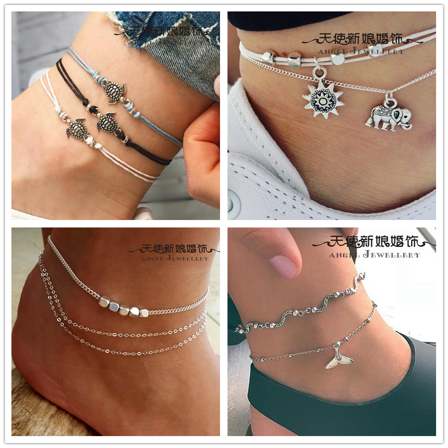 日韩学生简约脚链皮绳脚欧美欧美时时尚沙滩个性脚链