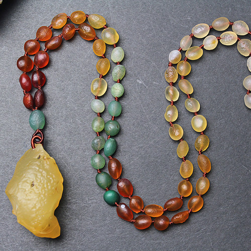 项链碧雅阿拉善玛瑙正品内蒙古戈壁滩糖心糖果色筋脉项链