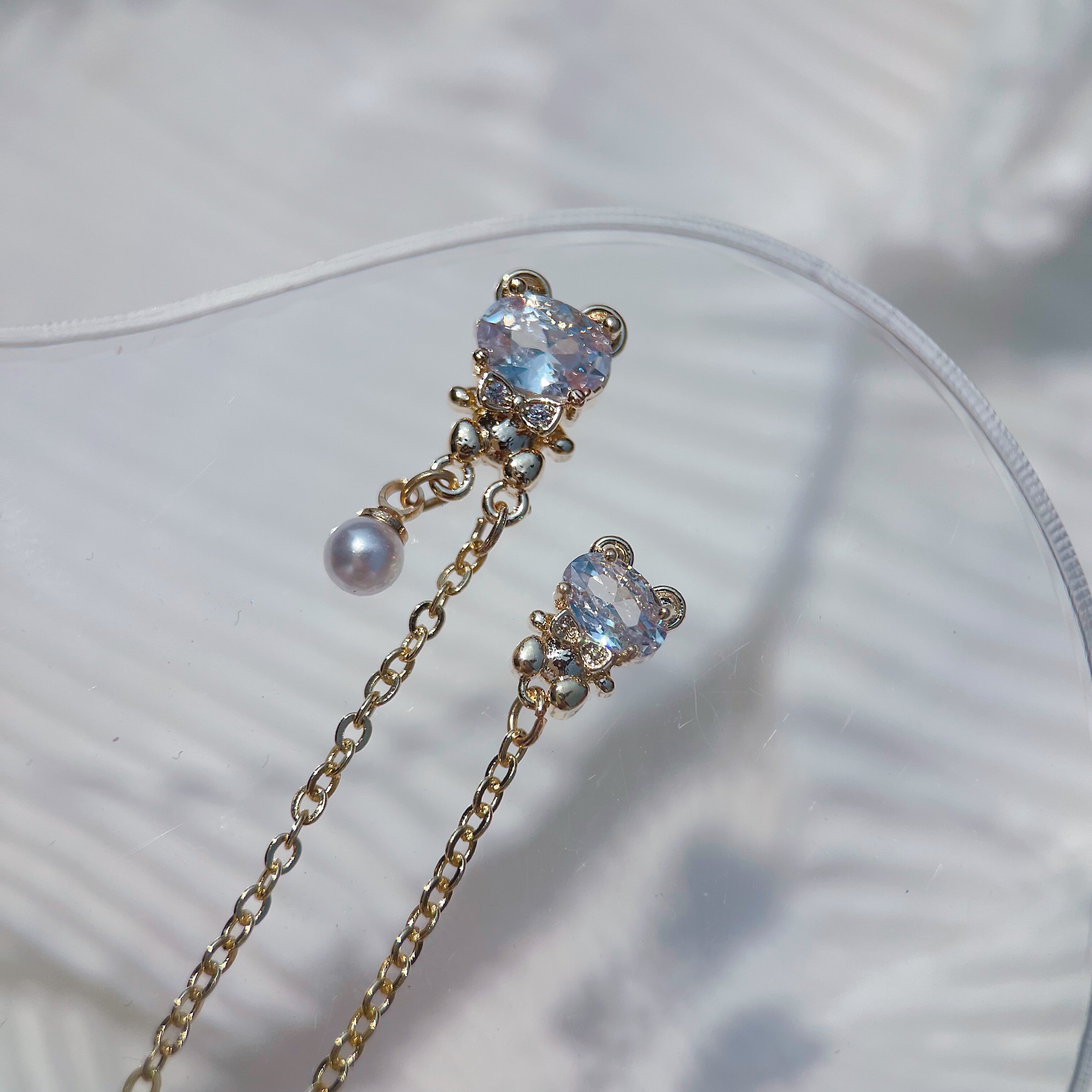 奈希美甲锆石饰品链条珍珠吊坠兔子耳朵贝壳花甲油胶