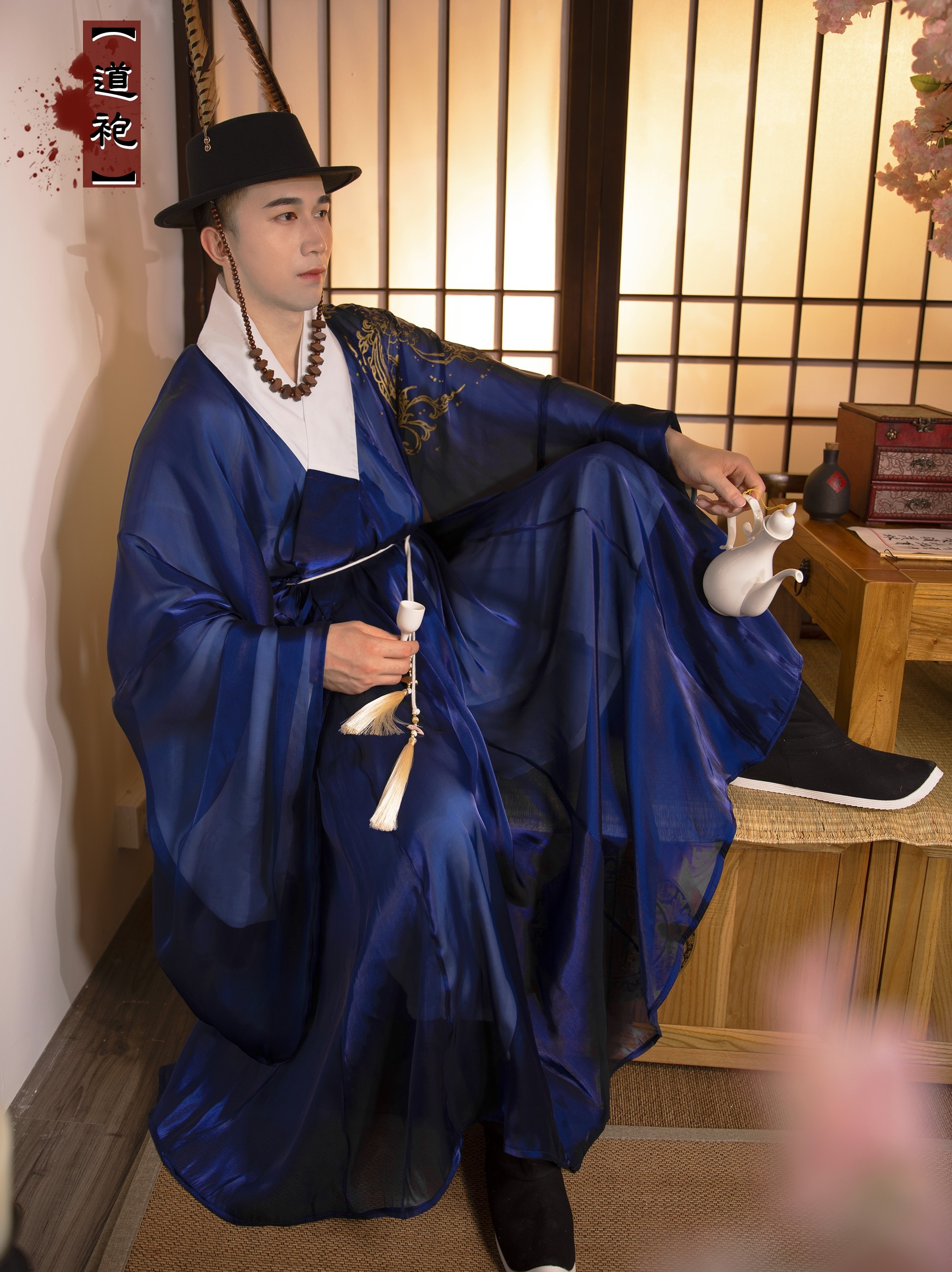 菁芸阁随缘汉服男明制夏季薄款交领长袍道袍情侣装汉服