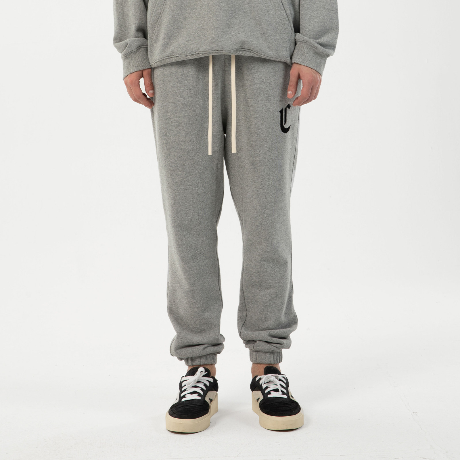 climaxvision纯色基础字母运动休闲长裤宽松高街收脚裤休闲裤