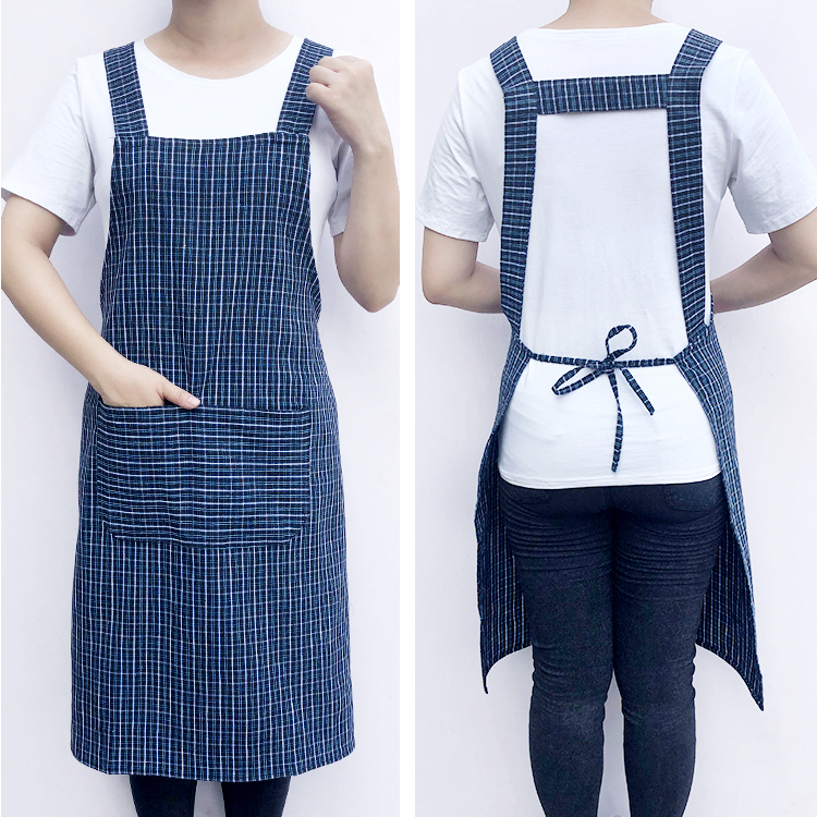 纯棉围裙时尚家用厨房围腰全棉透气工作服男防围裙