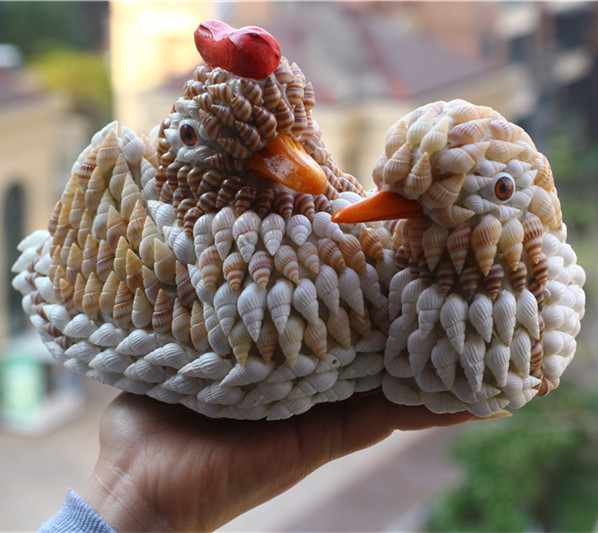 包邮天然海螺贝壳创意工艺品海岛礼品纪念品家居摆件情侣鸳鸯珊瑚