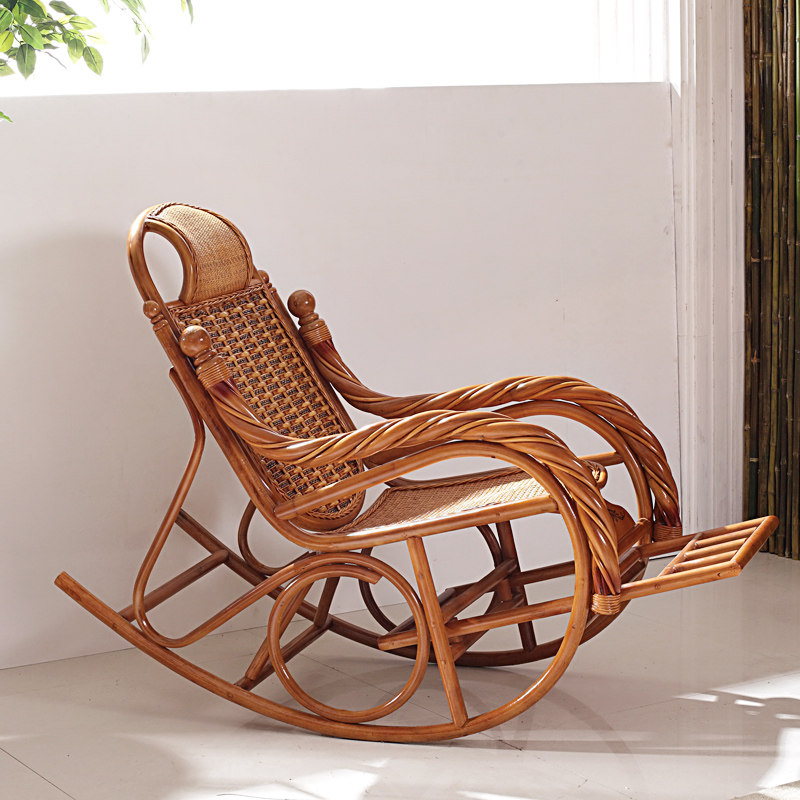 摇椅藤椅真藤躺椅休闲椅成人家用阳台客厅天然摇椅