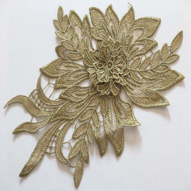 saskia金线刺绣立体布贴大补丁花朵时尚衣服装饰布贴