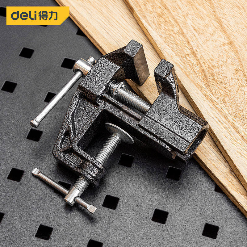 得力虎钳多功能家用重型五金工具桌面台式老虎钳小型桌虎钳