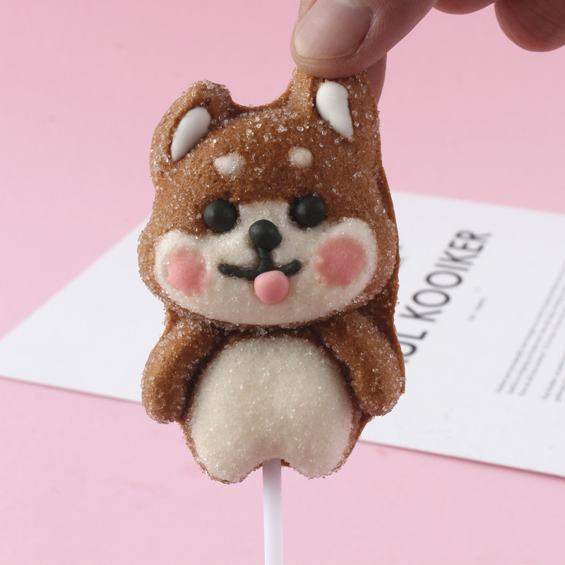 卡通动物小狗柴犬棉花糖可爱棒棒糖奶茶咖啡伴侣糖果