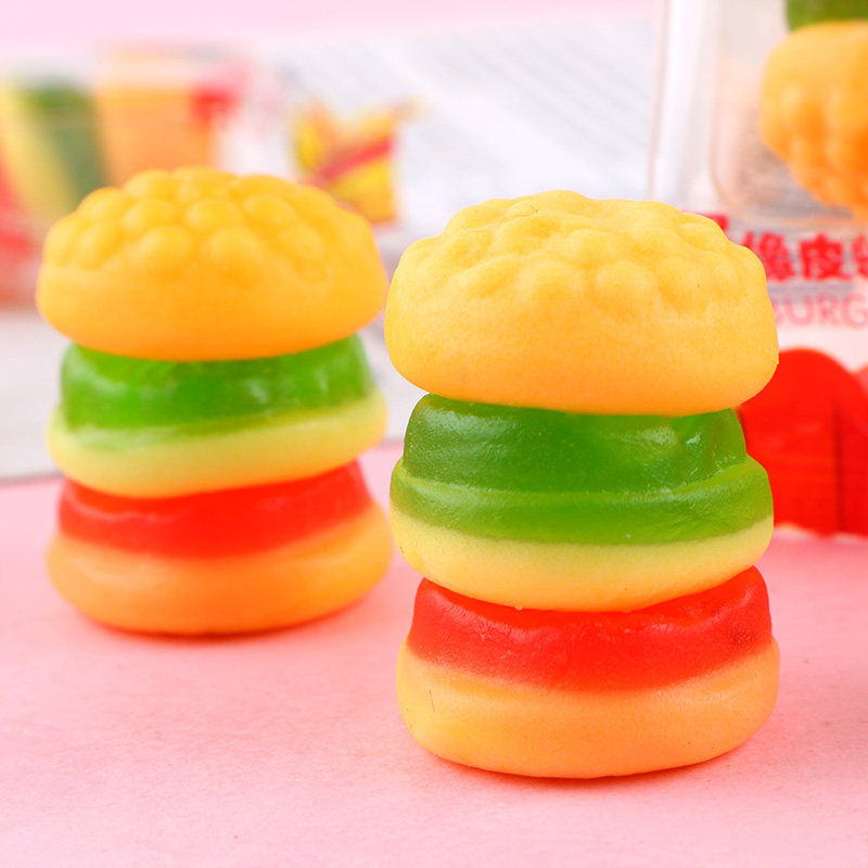 60粒汉堡软糖综合合水果味qq橡皮糖连包小袋糖果