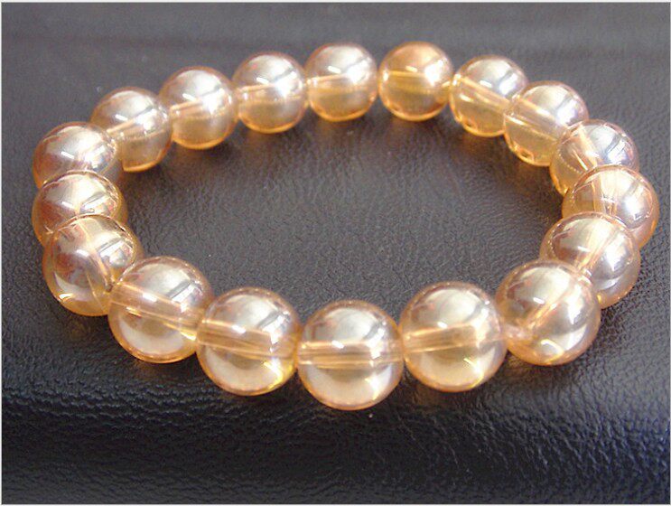 10mm清透水晶手链琥珀琥珀金金色手串饰品招财事业手链