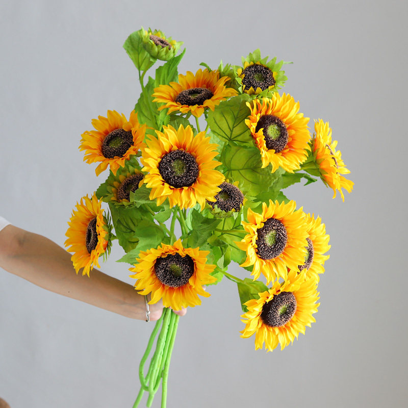 向日葵仿真花束客厅摆件桌面插花装饰花艺太阳花仿真花