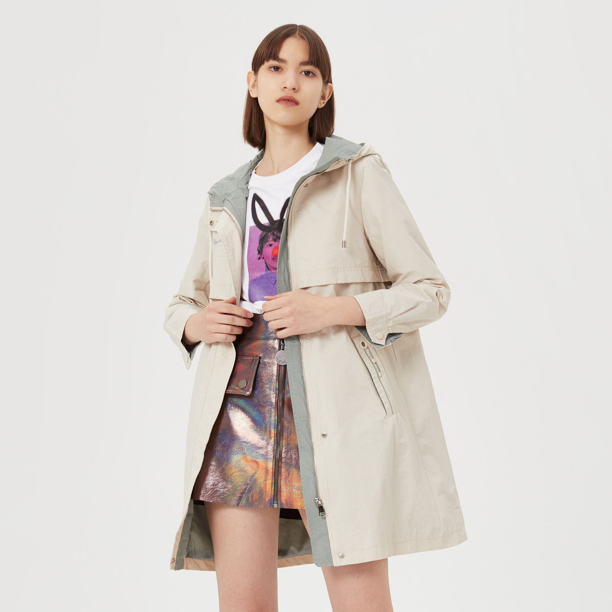 peoleo飘蕾2020秋冬季新款修身连帽气质风衣