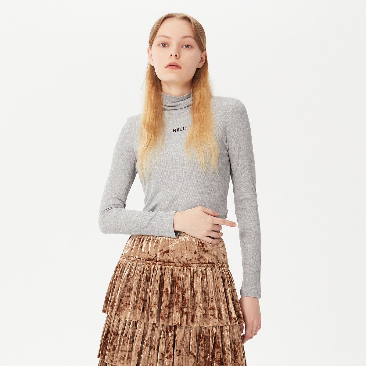 peoleo飘蕾2020秋冬季新款修身百搭亲肤恤堆堆领内t恤