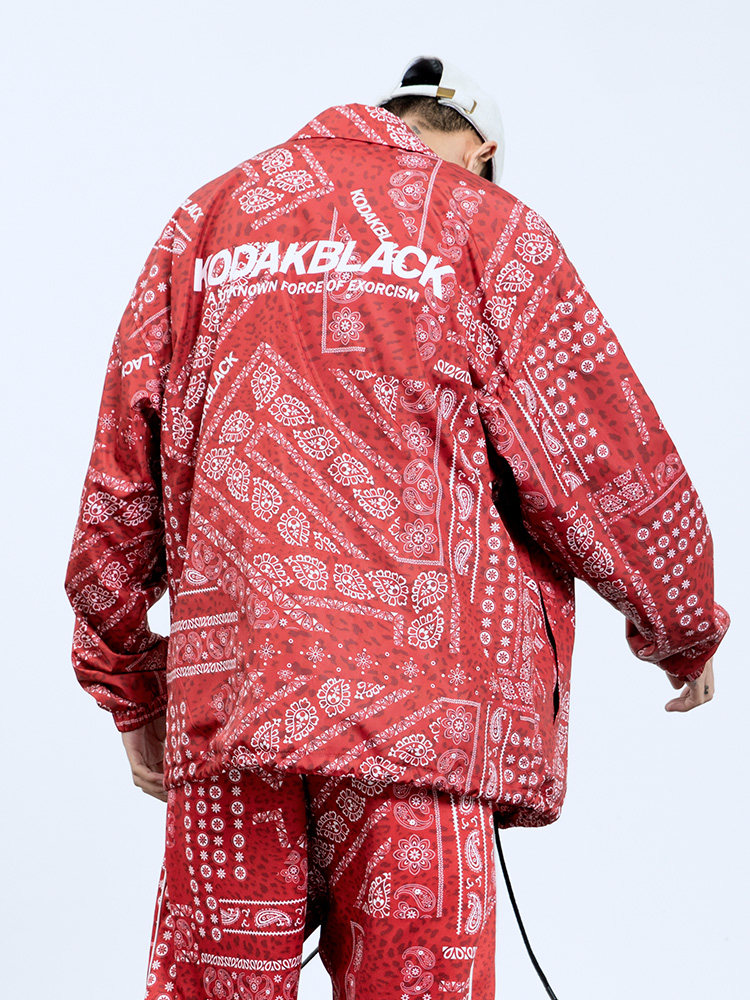 kodakblack 新款腰果花衬衫男长袖潮牌宽松印花百搭长袖衬衣外套