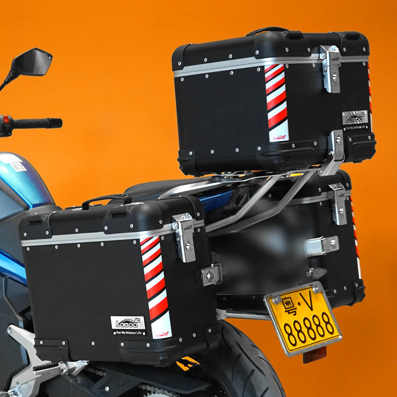loboo萝卜金边箱尾箱摩托车后备收纳适用春风650mt摩托车尾箱