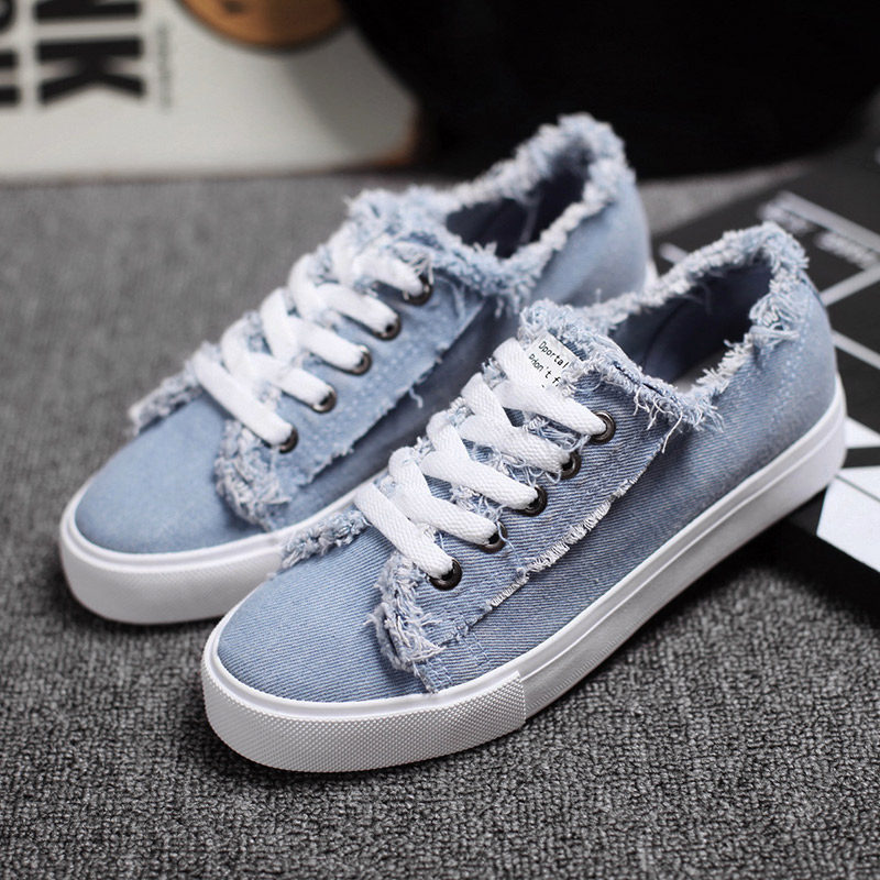 蓓尔白色帆布鞋女鞋当季小白鞋平底平跟系带文艺百搭学生韩版板