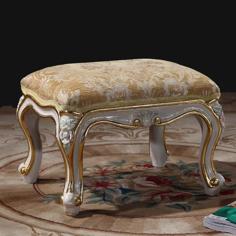 实木fp欧式宫廷家具古典裂纹法式手工矮凳矮凳