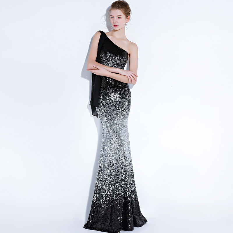 鱼尾宴会晚礼服裙女2022新款黑色高贵优雅性感礼服