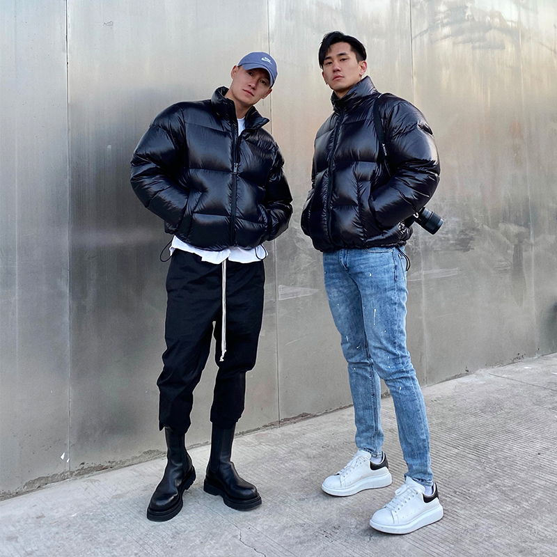 PZ17短款羽绒服男 2021冬新款立领拉链式保暖鸭绒宽松时尚面包服