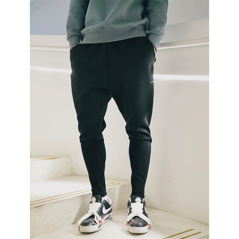 PZ17收腿小脚裤男2021四季新款黑色高街简约欧美百搭低裆跨裤子