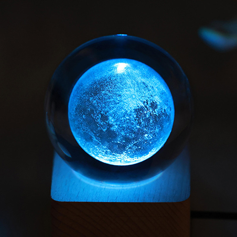 情人节水晶球3d内雕星空系列月球太阳银河系摆件摆件