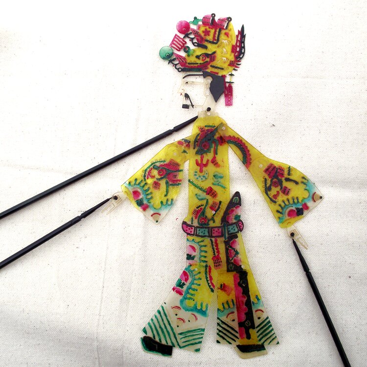 陕西灯影影戏道具牛皮工艺品带棍皮影三国人偶皮影