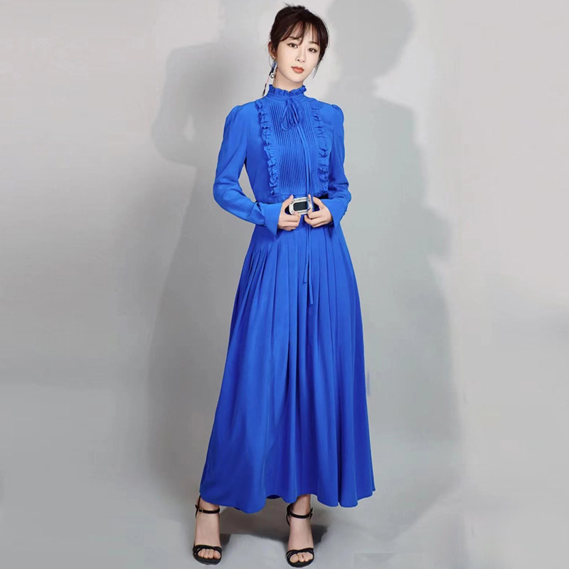 杨紫明星同款2022年春夏惊艳压褶大摆显高显瘦宴会敬酒礼服连衣裙