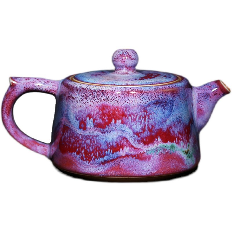 翟群大师级纯手工作品五彩井栏壶钧瓷小茶壶下单送翟群杯子一只