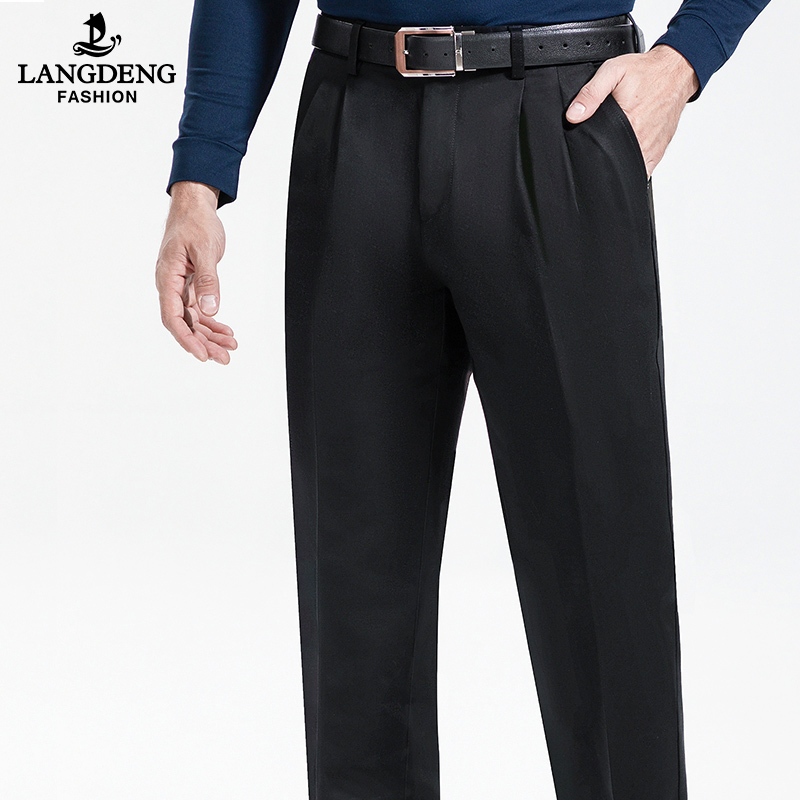浪登男士2023款春季休闲裤商务西裤男双褶宽松直筒男裤中年长裤子