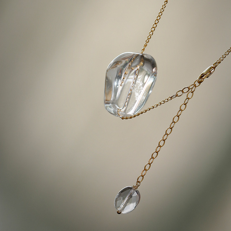 一颗冰块丨软语设计冰是睡着的水清凉感天然随形白水晶项链礼物女