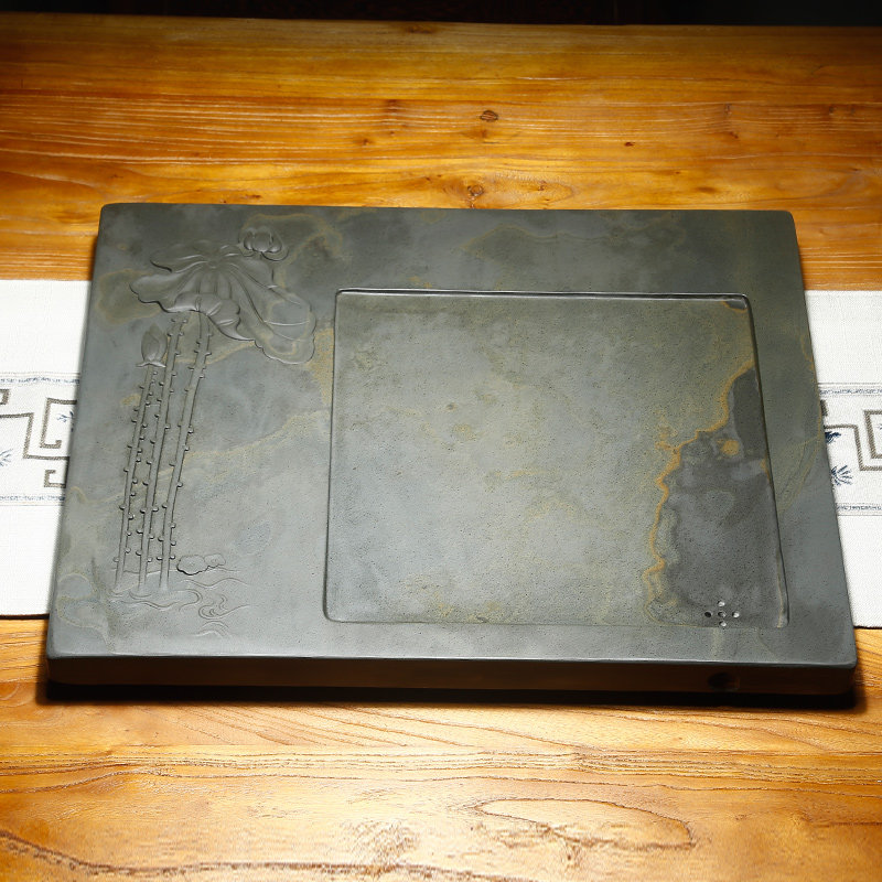 非遗歙砚石头茶盘砚台茶台茶海茶托功夫功夫茶茶盘