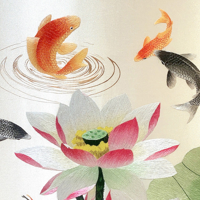 金吴针苏绣成品画纯手工苏州刺绣玄关餐厅客厅苏绣