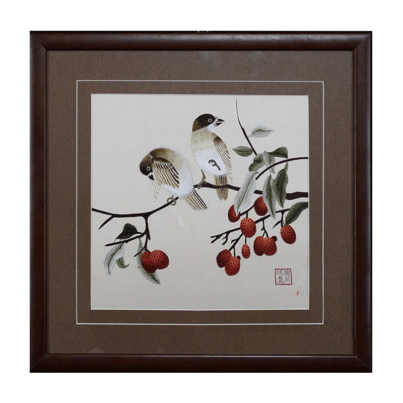 金吴针苏绣成品挂画手工刺绣真丝客厅玄关中式苏绣