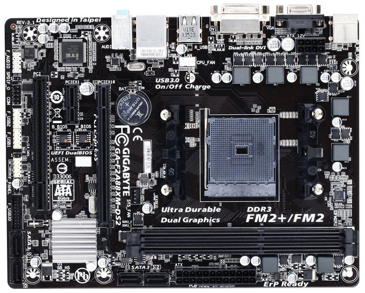 台式机gigabyte技嘉f2a88xmds2amd主板a68fm2ddr3集成小板主板