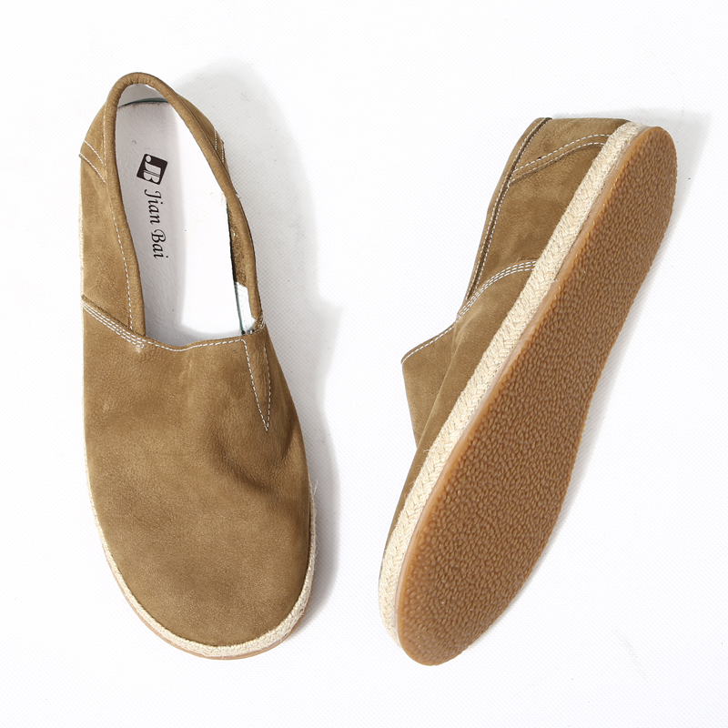 春夏原创复古套脚男鞋真皮休闲鞋软面皮褶皱舒适懒人鞋编制单鞋