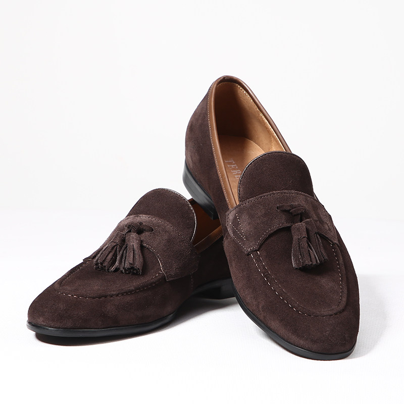 trd夏季套脚鞋反真皮手工流苏乐福英伦复古乐福鞋豆豆鞋