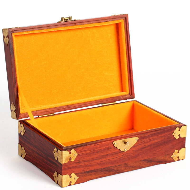 实木质复古珠宝手饰品收纳盒木盒子 中式 饰首饰盒 红木雕红酸枝装