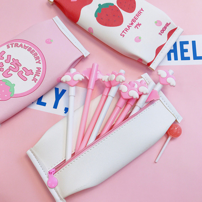 日系小清新卡通可爱少女童趣草莓笔袋创意大容量笔袋